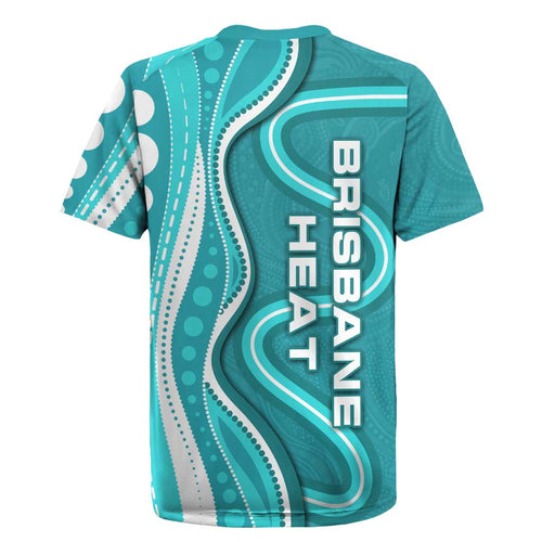 Brisbane Heat Rugby Jersey Aboriginal Dot Art Cyan White - Tribal Wave Pattern