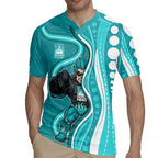 Brisbane Heat Rugby Jersey Aboriginal Dot Art Cyan White - Tribal Wave Pattern