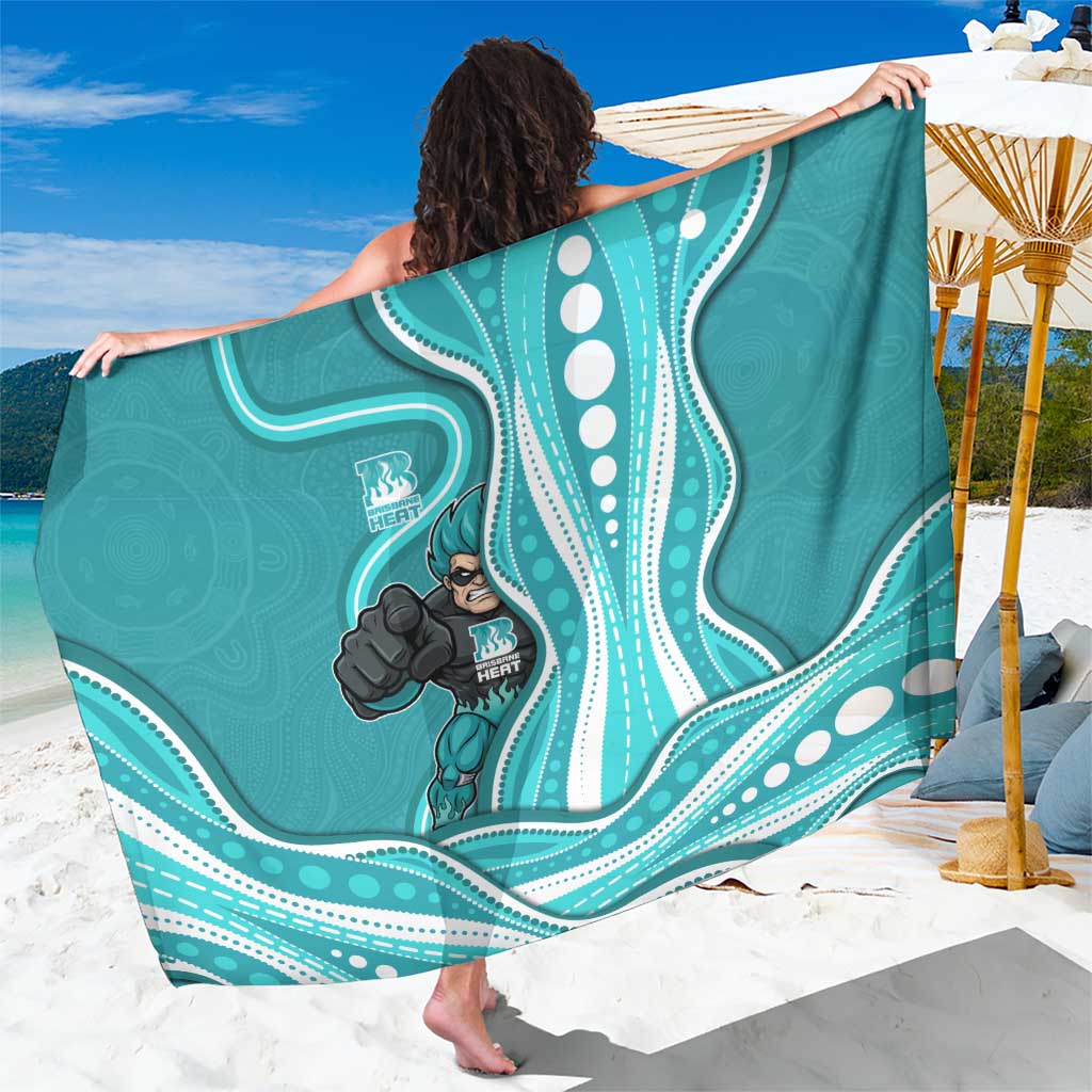 Brisbane Heat Sarong Aboriginal Dot Art Cyan White - Tribal Wave Pattern