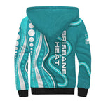 Brisbane Heat Sherpa Hoodie Aboriginal Dot Art Cyan White - Tribal Wave Pattern
