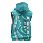 Brisbane Heat Sleeveless Hoodie Aboriginal Dot Art Cyan White - Tribal Wave Pattern