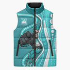 Brisbane Heat Sleeveless Puffer Jacket Aboriginal Dot Art Cyan White - Tribal Wave Pattern