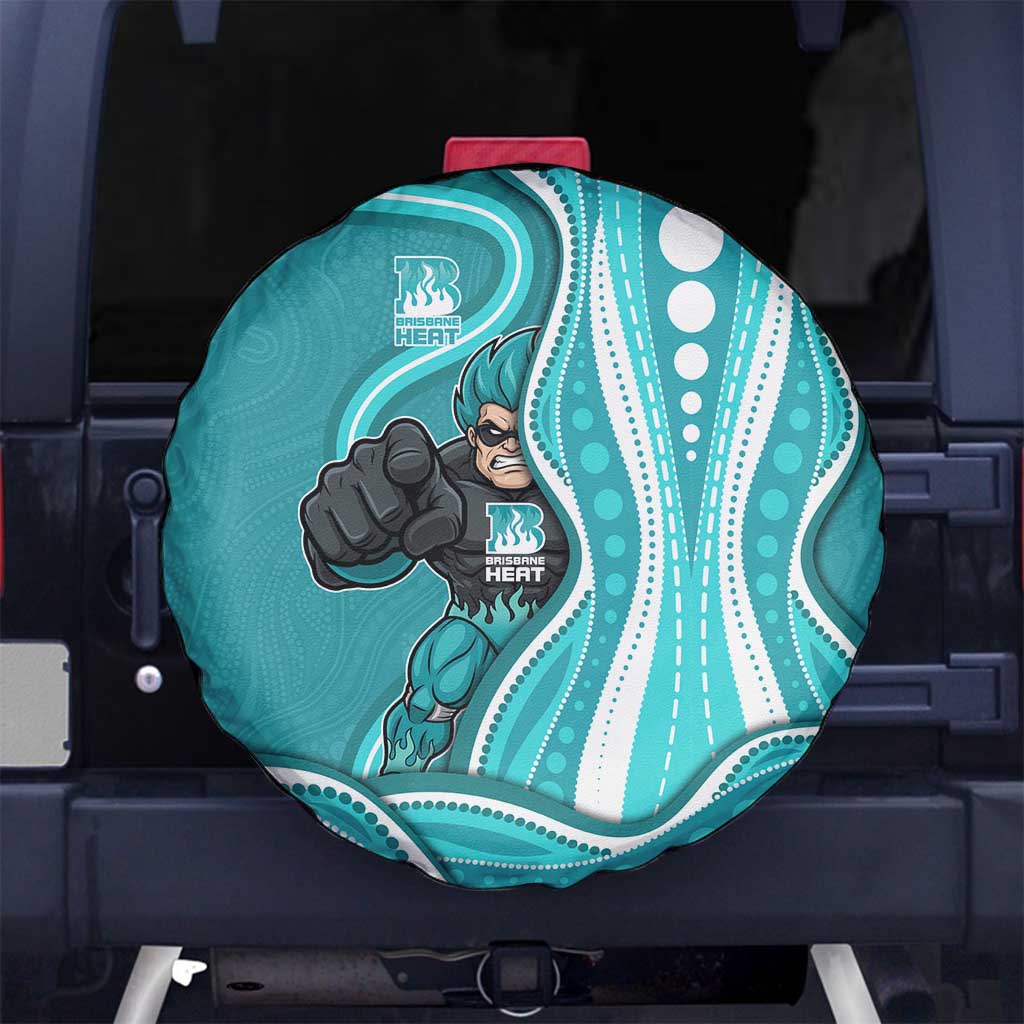 Brisbane Heat Spare Tire Cover Aboriginal Dot Art Cyan White - Tribal Wave Pattern