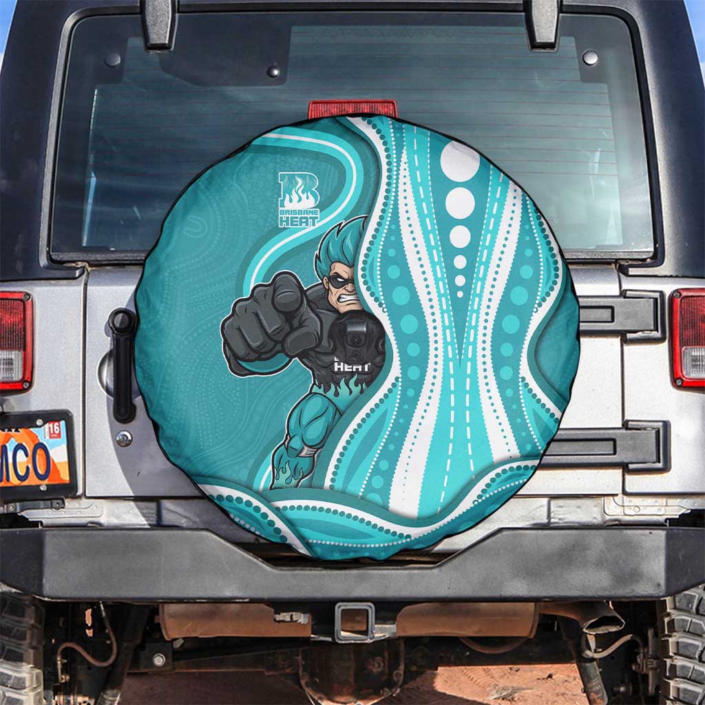 Brisbane Heat Spare Tire Cover Aboriginal Dot Art Cyan White - Tribal Wave Pattern