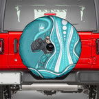 Brisbane Heat Spare Tire Cover Aboriginal Dot Art Cyan White - Tribal Wave Pattern