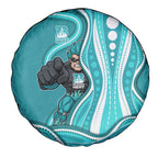 Brisbane Heat Spare Tire Cover Aboriginal Dot Art Cyan White - Tribal Wave Pattern