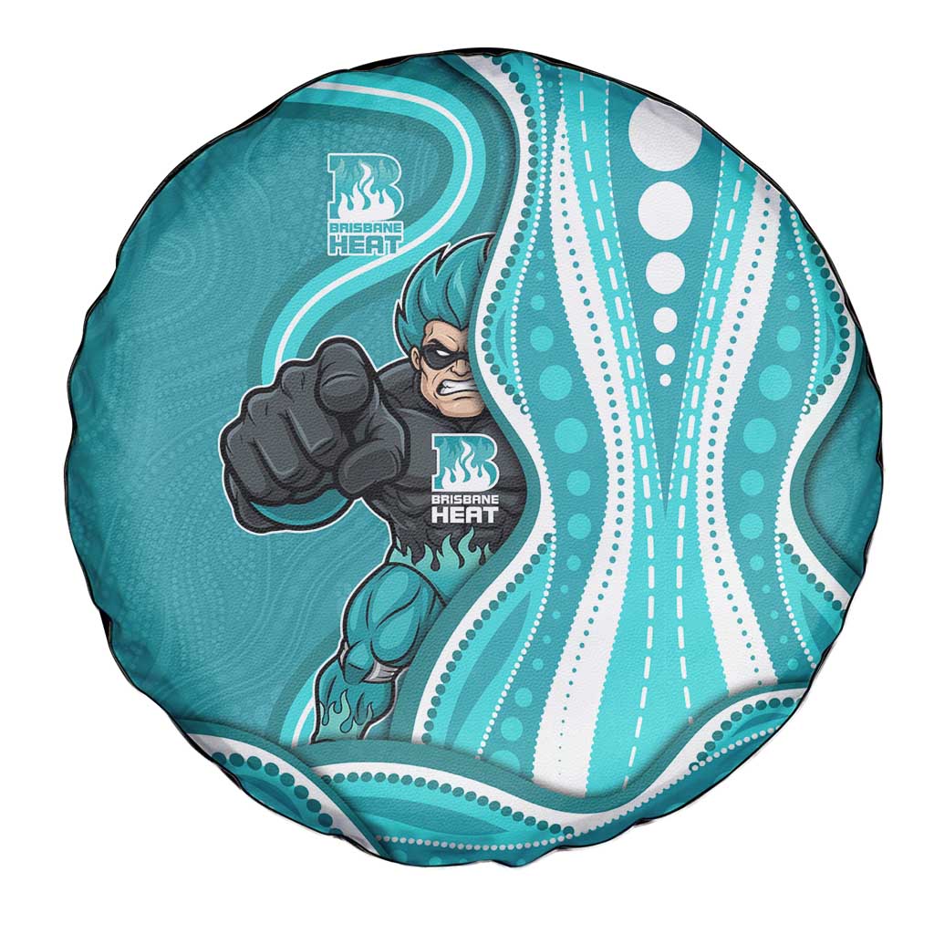 Brisbane Heat Spare Tire Cover Aboriginal Dot Art Cyan White - Tribal Wave Pattern