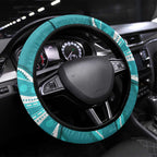 Brisbane Heat Steering Wheel Cover Aboriginal Dot Art Cyan White - Tribal Wave Pattern