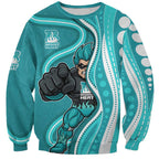 Brisbane Heat Sweatshirt Aboriginal Dot Art Cyan White - Tribal Wave Pattern