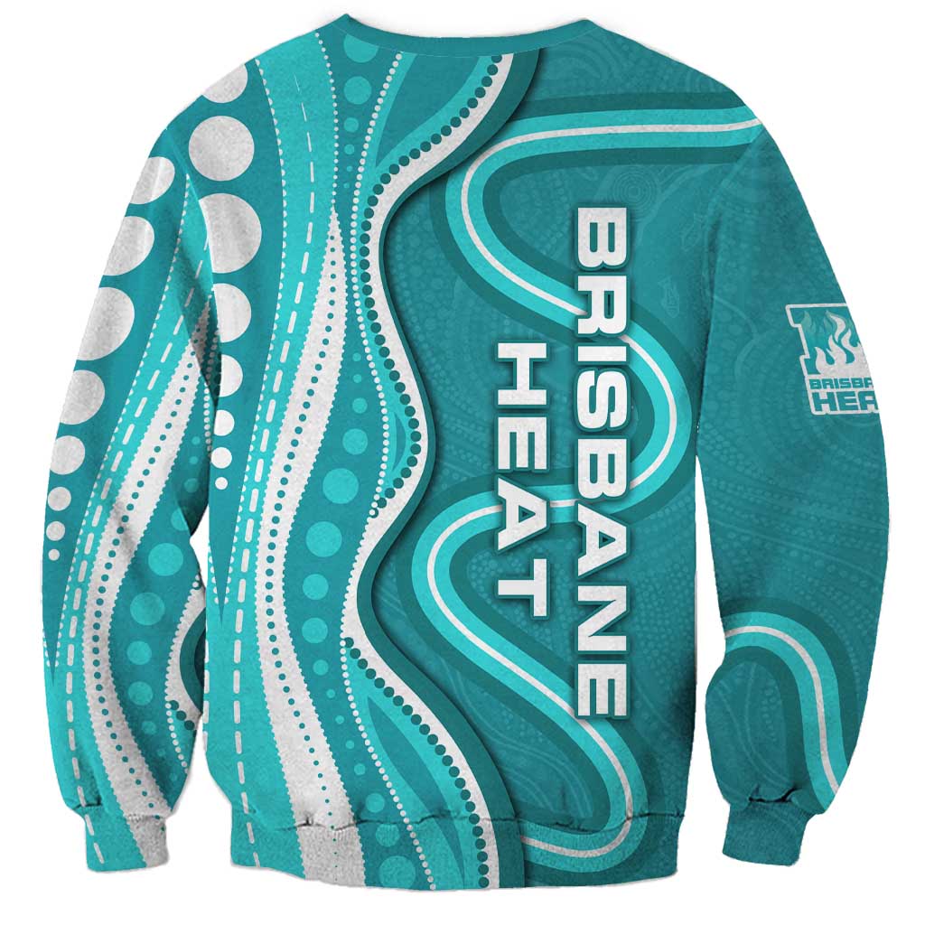 Brisbane Heat Sweatshirt Aboriginal Dot Art Cyan White - Tribal Wave Pattern