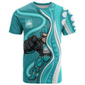 Brisbane Heat T Shirt Aboriginal Dot Art Cyan White - Tribal Wave Pattern