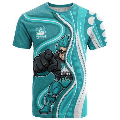 Brisbane Heat T Shirt Aboriginal Dot Art Cyan White - Tribal Wave Pattern