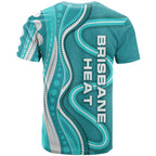 Brisbane Heat T Shirt Aboriginal Dot Art Cyan White - Tribal Wave Pattern