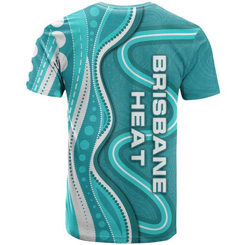 Brisbane Heat T Shirt Aboriginal Dot Art Cyan White - Tribal Wave Pattern