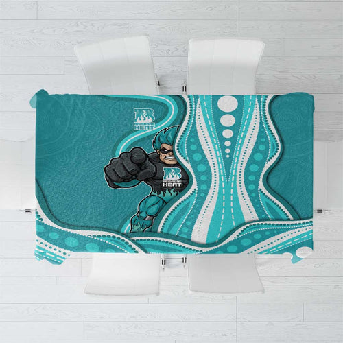 Brisbane Heat Tablecloth Aboriginal Dot Art Cyan White - Tribal Wave Pattern