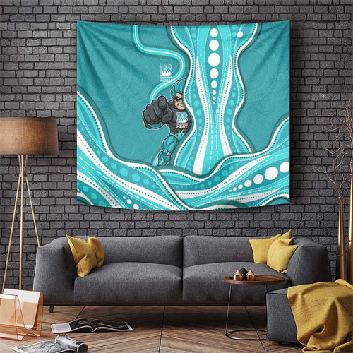 Brisbane Heat Tapestry Aboriginal Dot Art Cyan White - Tribal Wave Pattern