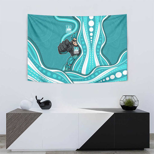 Brisbane Heat Tapestry Aboriginal Dot Art Cyan White - Tribal Wave Pattern