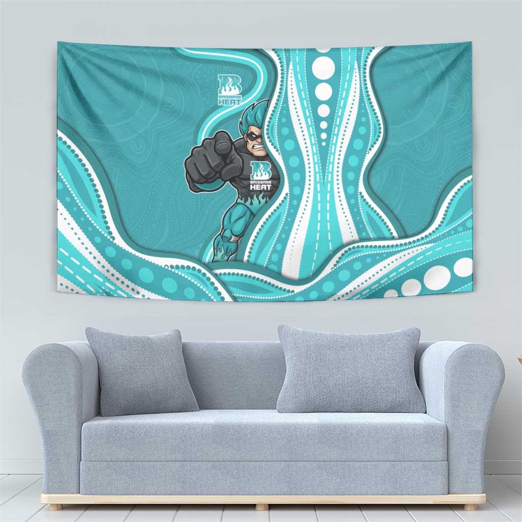 Brisbane Heat Tapestry Aboriginal Dot Art Cyan White - Tribal Wave Pattern
