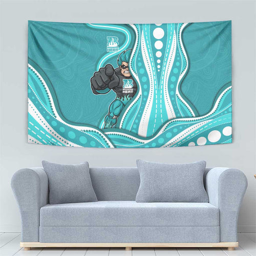 Brisbane Heat Tapestry Aboriginal Dot Art Cyan White - Tribal Wave Pattern
