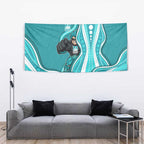 Brisbane Heat Tapestry Aboriginal Dot Art Cyan White - Tribal Wave Pattern