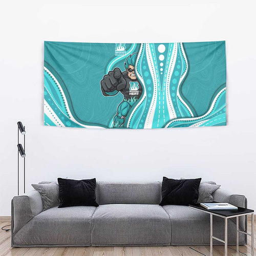Brisbane Heat Tapestry Aboriginal Dot Art Cyan White - Tribal Wave Pattern