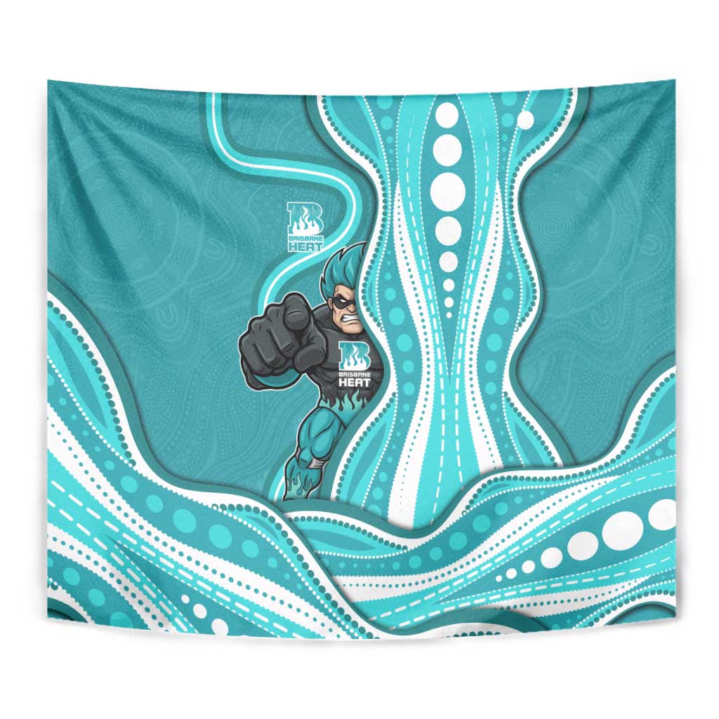 Brisbane Heat Tapestry Aboriginal Dot Art Cyan White - Tribal Wave Pattern