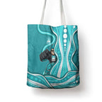 Brisbane Heat Tote Bag Aboriginal Dot Art Cyan White - Tribal Wave Pattern