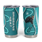 Brisbane Heat Tumbler Cup Aboriginal Dot Art Cyan White - Tribal Wave Pattern
