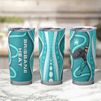 Brisbane Heat Tumbler Cup Aboriginal Dot Art Cyan White - Tribal Wave Pattern