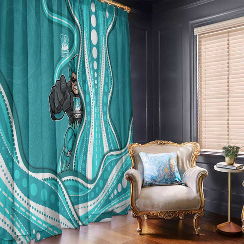 Brisbane Heat Window Curtain Aboriginal Dot Art Cyan White - Tribal Wave Pattern