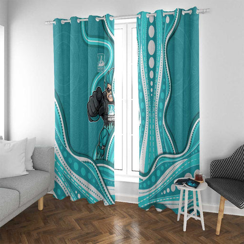 Brisbane Heat Window Curtain Aboriginal Dot Art Cyan White - Tribal Wave Pattern