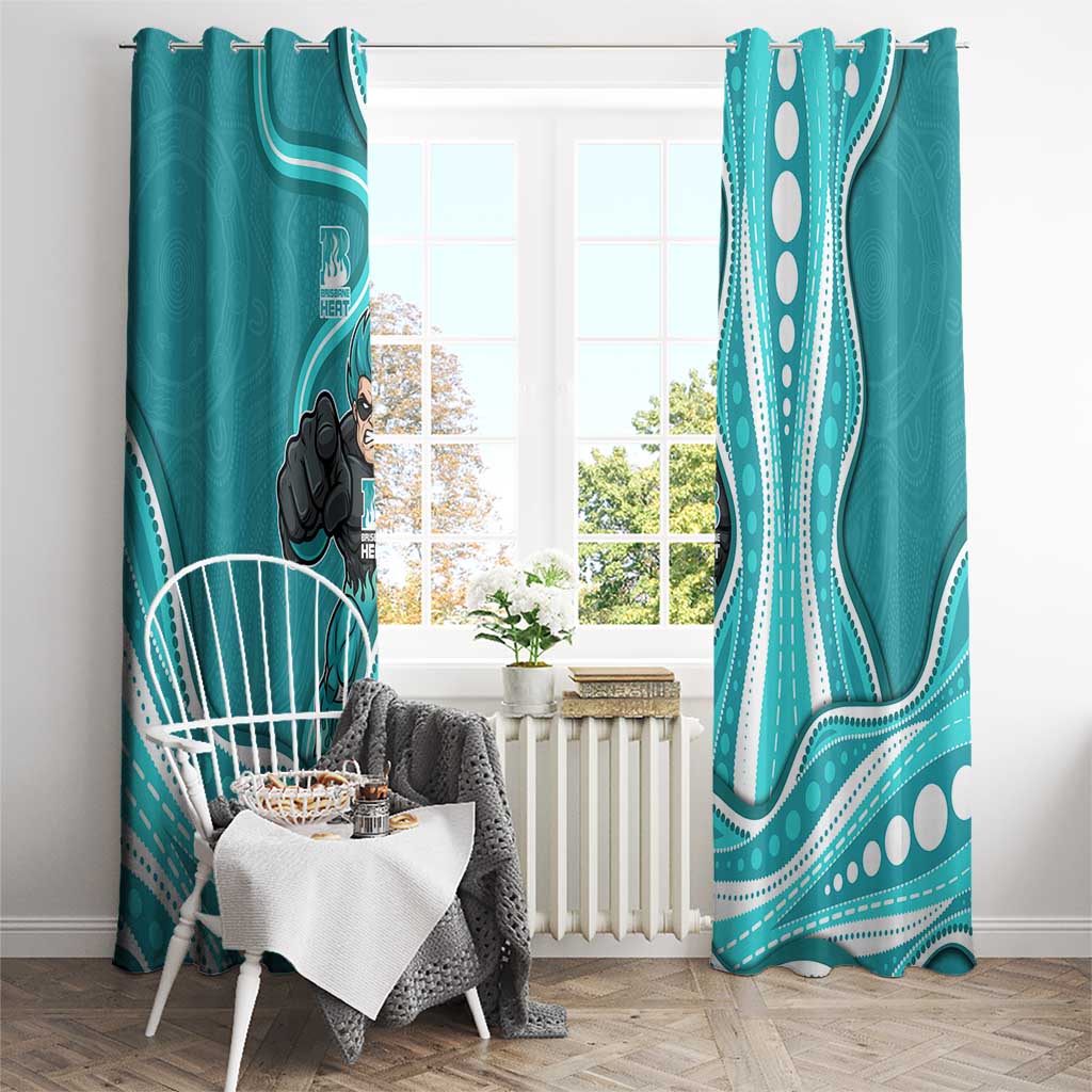Brisbane Heat Window Curtain Aboriginal Dot Art Cyan White - Tribal Wave Pattern