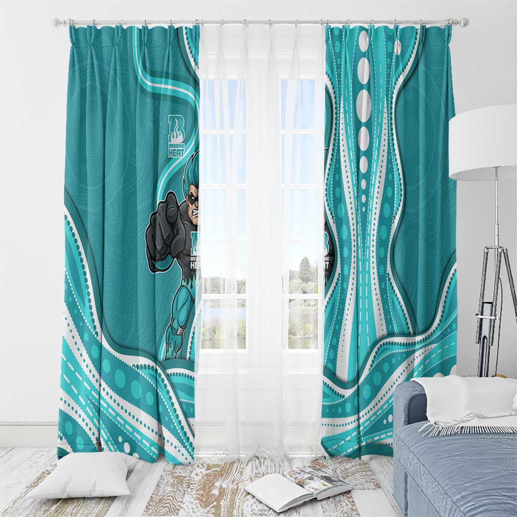 Brisbane Heat Window Curtain Aboriginal Dot Art Cyan White - Tribal Wave Pattern