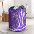 Hobart Hurricanes Laundry Basket Aboriginal Dot Art Purple White - Tribal Wave Pattern
