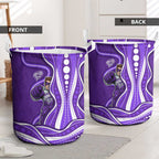 Hobart Hurricanes Laundry Basket Aboriginal Dot Art Purple White - Tribal Wave Pattern