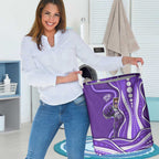 Hobart Hurricanes Laundry Basket Aboriginal Dot Art Purple White - Tribal Wave Pattern