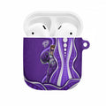 Hobart Hurricanes AirPods Case Aboriginal Dot Art Purple White - Tribal Wave Pattern