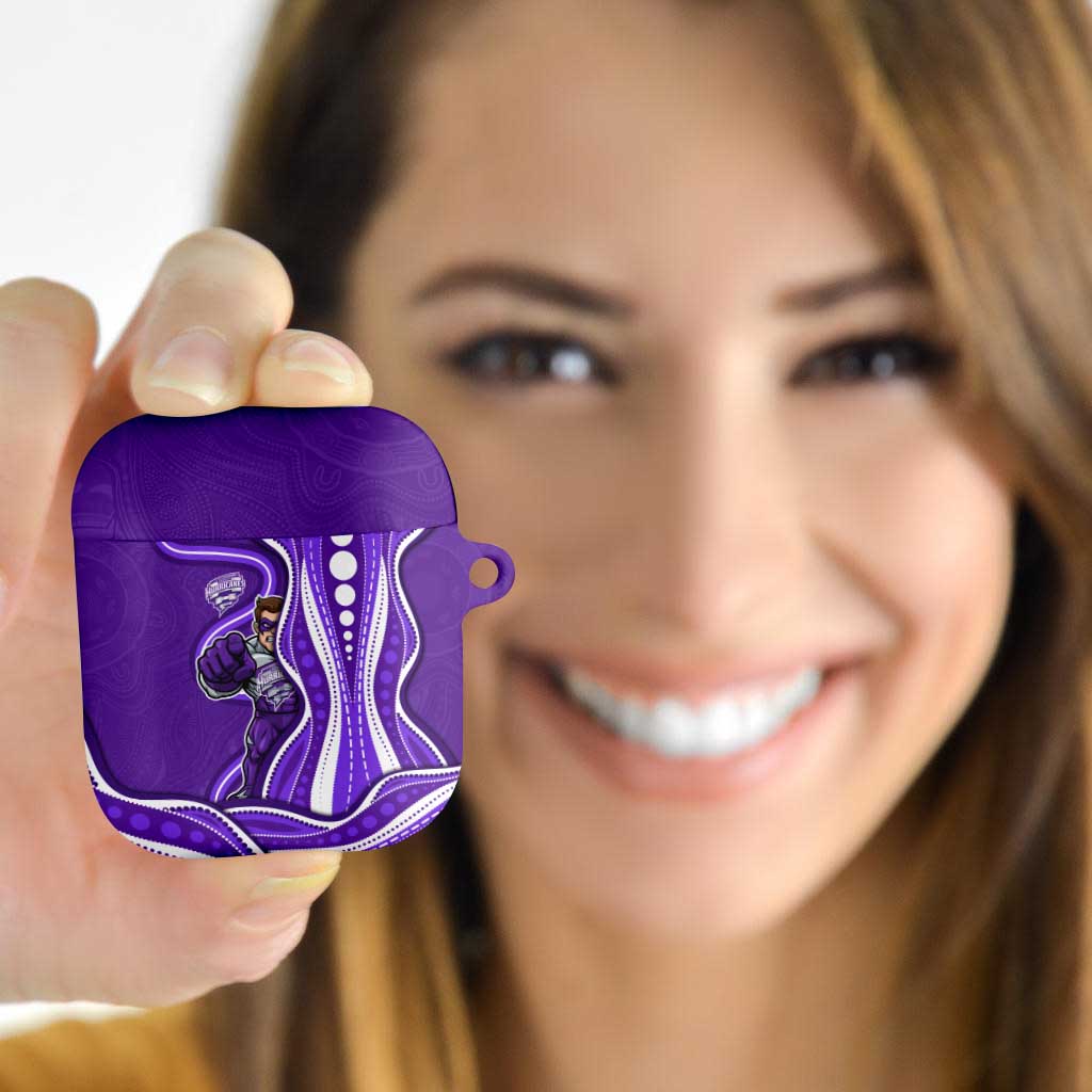Hobart Hurricanes AirPods Case Aboriginal Dot Art Purple White - Tribal Wave Pattern