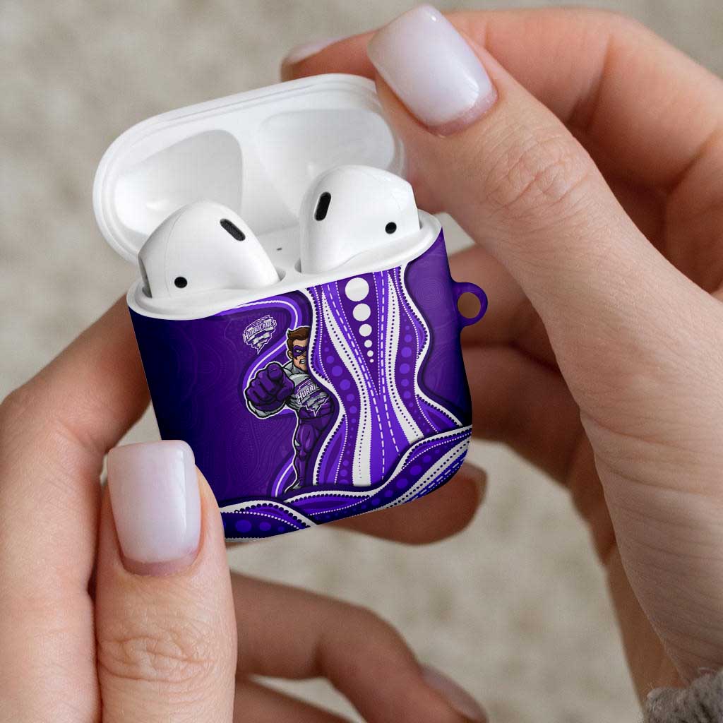 Hobart Hurricanes AirPods Case Aboriginal Dot Art Purple White - Tribal Wave Pattern
