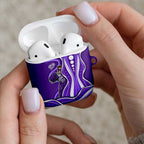 Hobart Hurricanes AirPods Case Aboriginal Dot Art Purple White - Tribal Wave Pattern