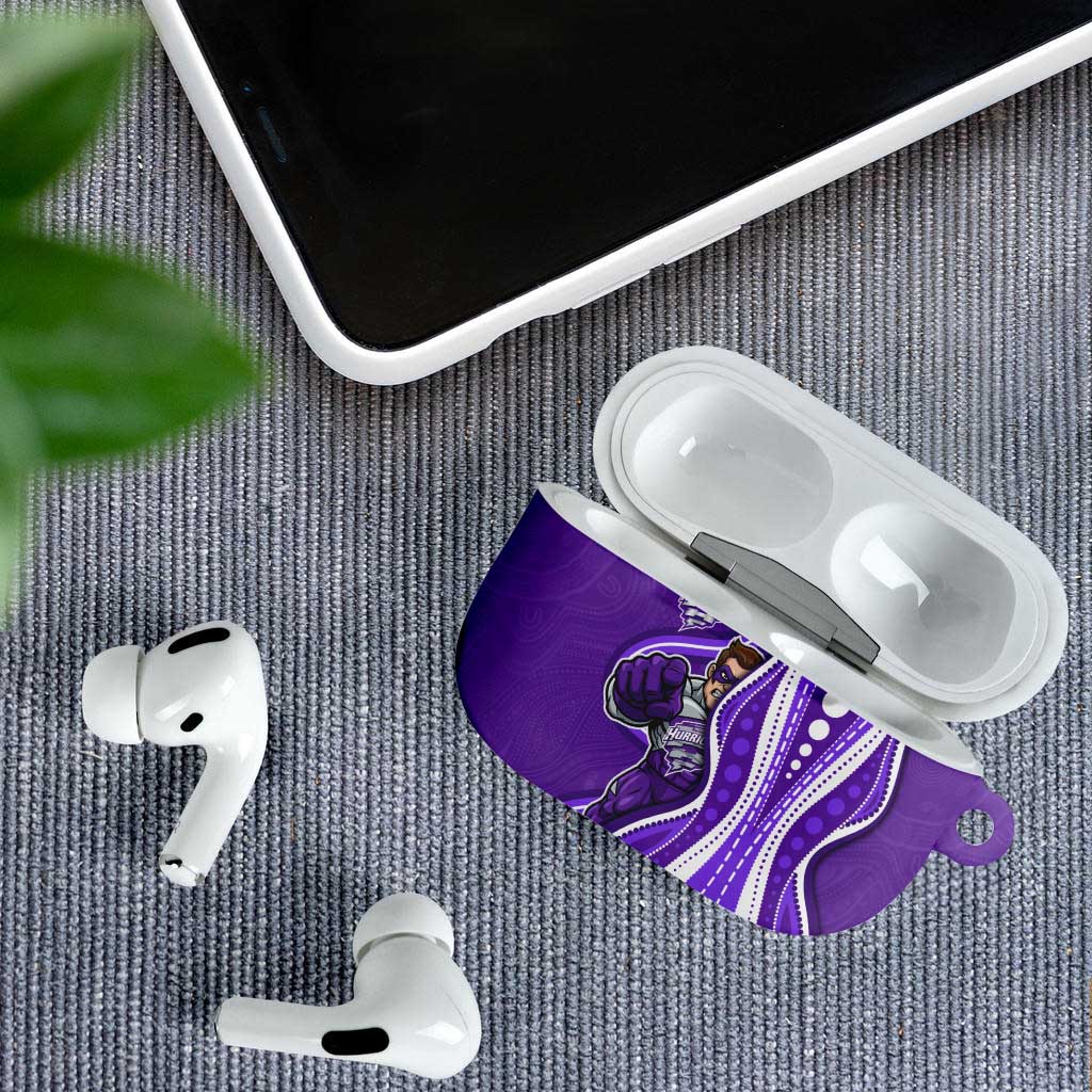 Hobart Hurricanes AirPods Case Aboriginal Dot Art Purple White - Tribal Wave Pattern