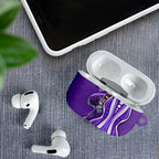 Hobart Hurricanes AirPods Case Aboriginal Dot Art Purple White - Tribal Wave Pattern