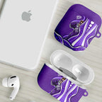 Hobart Hurricanes AirPods Case Aboriginal Dot Art Purple White - Tribal Wave Pattern