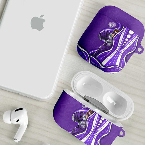 Hobart Hurricanes AirPods Case Aboriginal Dot Art Purple White - Tribal Wave Pattern