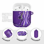 Hobart Hurricanes AirPods Case Aboriginal Dot Art Purple White - Tribal Wave Pattern