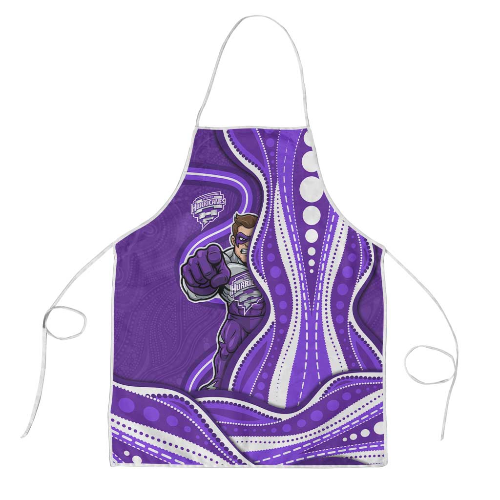 Hobart Hurricanes Apron Aboriginal Dot Art Purple White - Tribal Wave Pattern