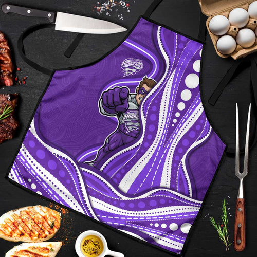 Hobart Hurricanes Apron Aboriginal Dot Art Purple White - Tribal Wave Pattern