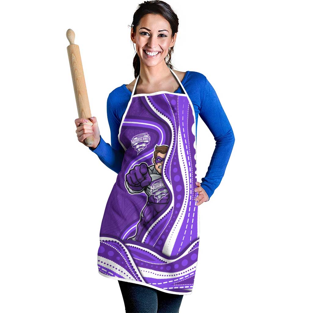 Hobart Hurricanes Apron Aboriginal Dot Art Purple White - Tribal Wave Pattern