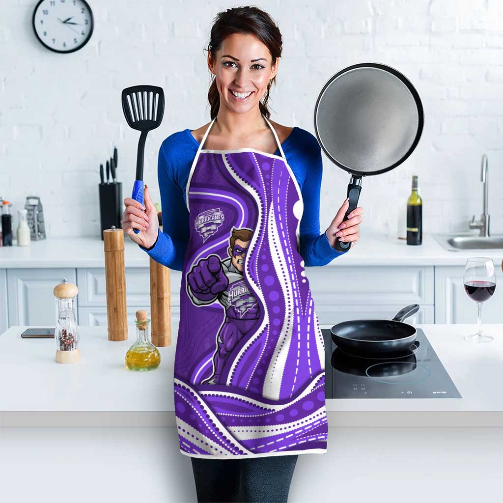 Hobart Hurricanes Apron Aboriginal Dot Art Purple White - Tribal Wave Pattern