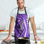 Hobart Hurricanes Apron Aboriginal Dot Art Purple White - Tribal Wave Pattern